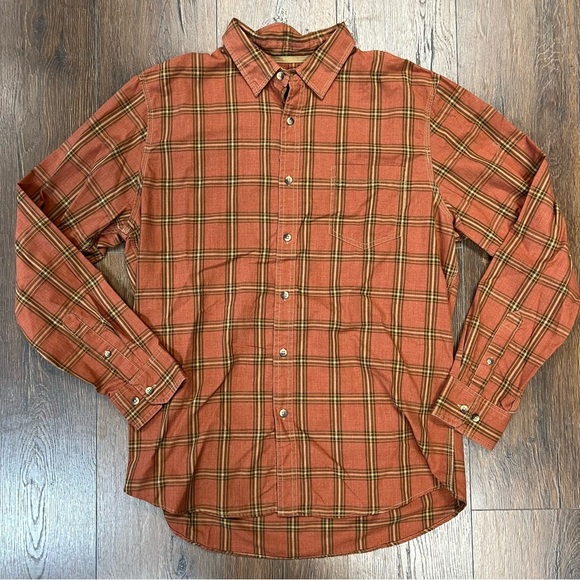 G.H. Bass & co plaid rust button down SZ LG - Picture 1 of 2